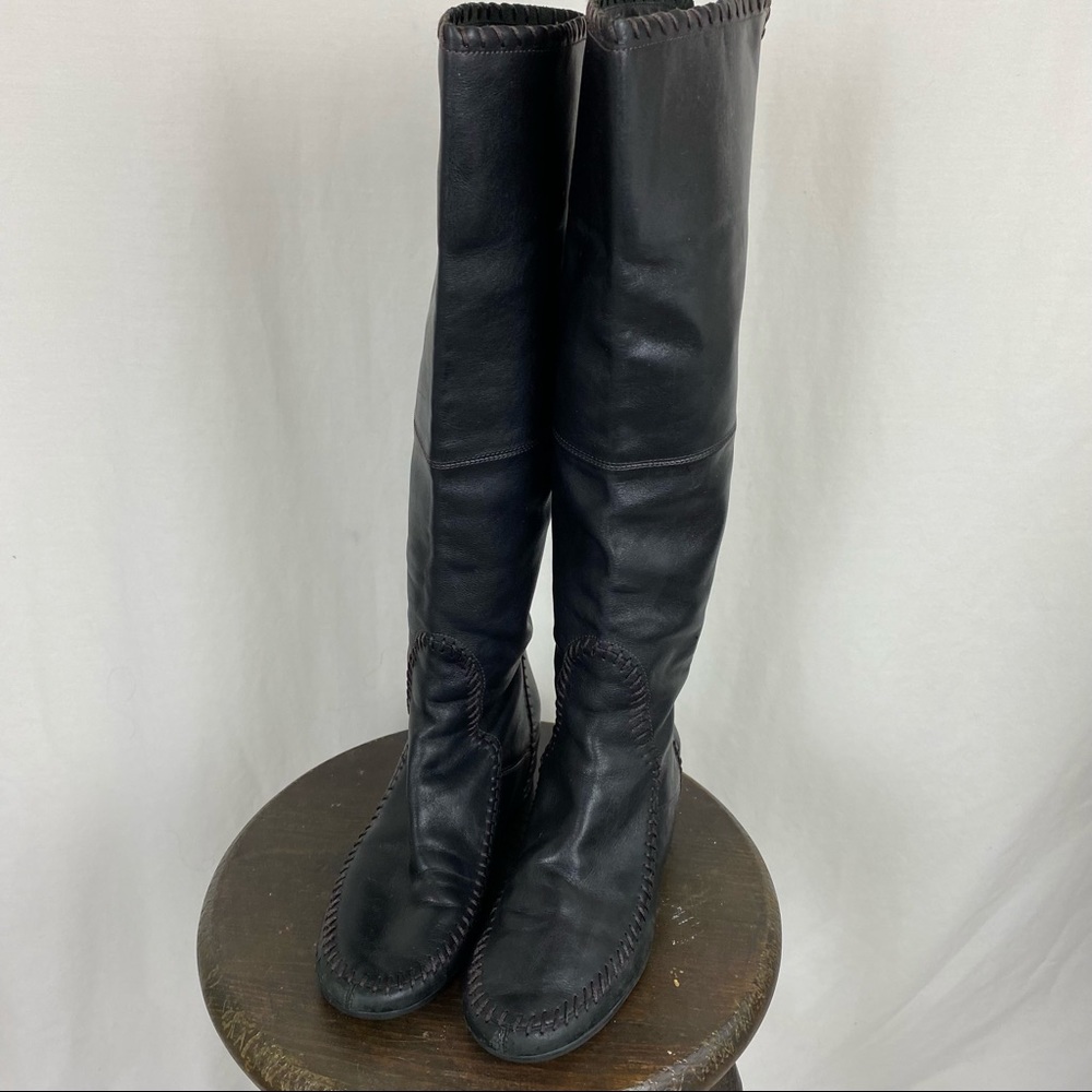Jack Rogers black tall leather boots Sz 7